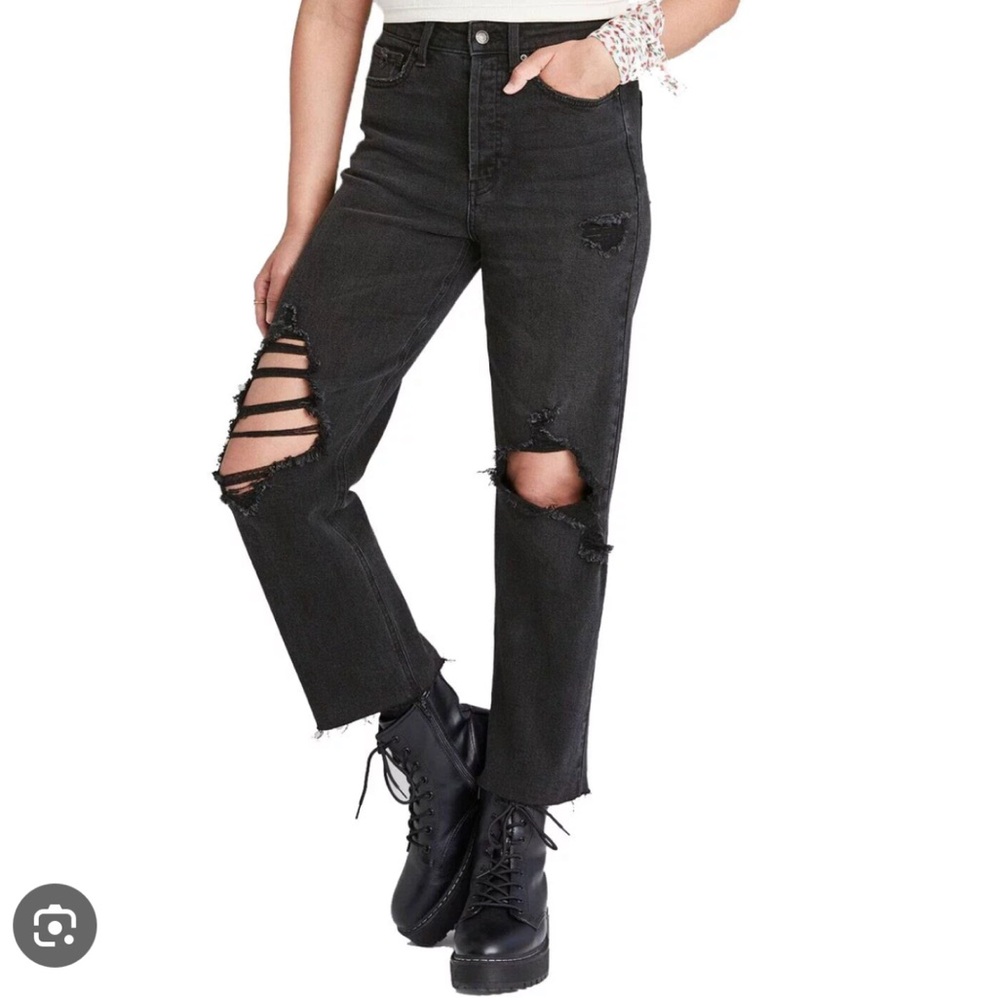 Black Distressed Ripped Jeans